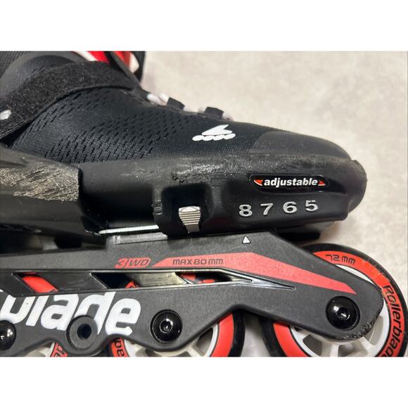 Rollerblade Mens Size 8 Microblade Black Red Adjustable Inline Skates - Picture 3 of 7